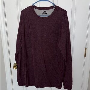 Lee Maroon Long Sleeve Tee with Chest Pocket - LT (Long Tall)
